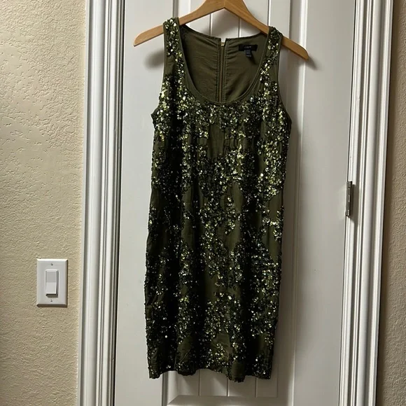 J. Crew | Dresses | Jcrew Olive Sequin Dress | Poshmark